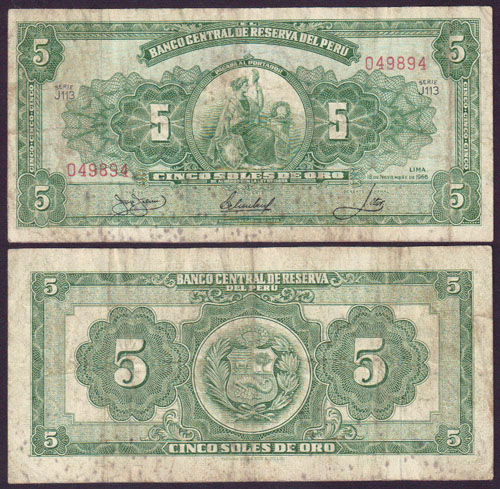 1966 Peru 5 Soles de Oro L001037